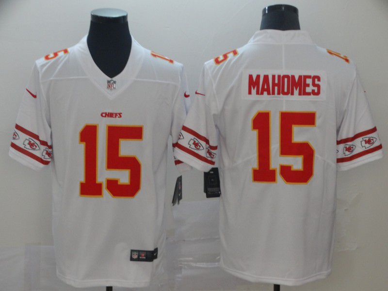 Men Kansas City Chiefs #15 Mahomes White team logo cool edition NFL Jerseys
